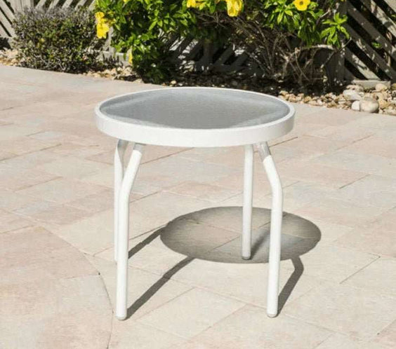 Beach Club 18in Round Acrylic Pool Side Table – Round Aluminum Tubing - Outdoorsiness