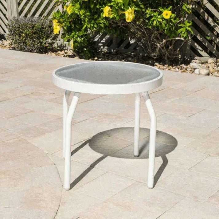 Beach Club 18in Round Acrylic Pool Side Table – Round Aluminum Tubing - Outdoorsiness