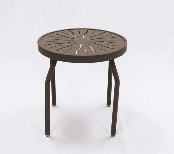 Beach Club 18in Round Aluminum Pool Side Table – Punched Top, Round Legs - Outdoorsiness