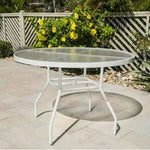 Beach Club 42in Round Acrylic Commercial Pool Patio Table – Round Aluminum Tubing - Outdoorsiness