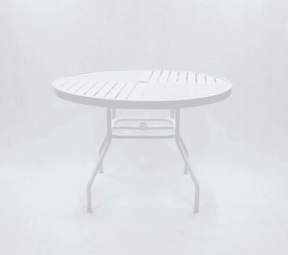 Beach Club 42in Round Aluminum Commercial Pool Patio Table – Punched Top, Round Legs - Outdoorsiness