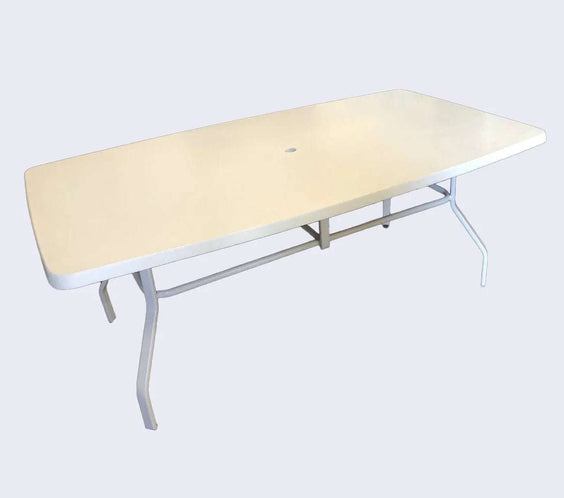 Beach Club 42x72in Rectangular Fiberglass Commercial Pool Patio Table – Aluminum Frame - Outdoorsiness