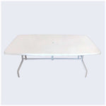 Beach Club 42x72in Rectangular Fiberglass Commercial Pool Patio Table – Aluminum Frame - Outdoorsiness