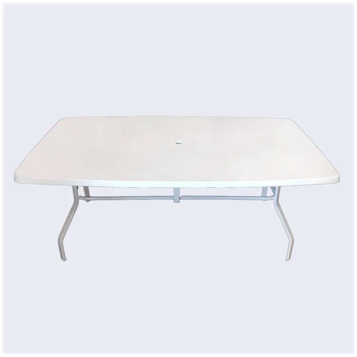 Beach Club 42x72in Rectangular Fiberglass Commercial Pool Patio Table – Aluminum Frame - Outdoorsiness