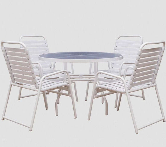 Beach Club 48in Round Acrylic Commercial Pool Patio Table – Round Aluminum Tubing - Outdoorsiness