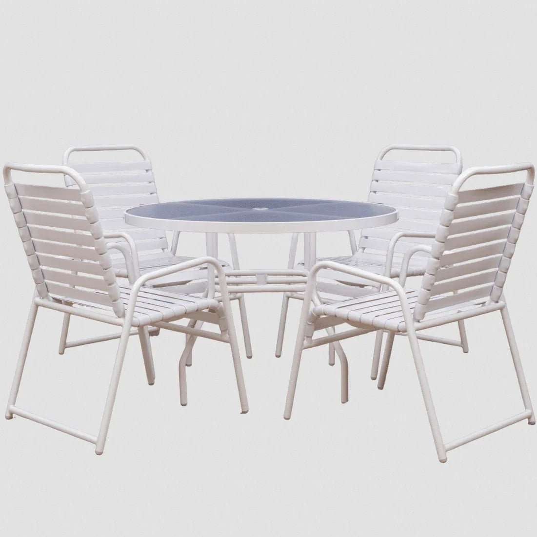 Beach Club 48in Round Acrylic Commercial Pool Patio Table – Round Aluminum Tubing - Outdoorsiness