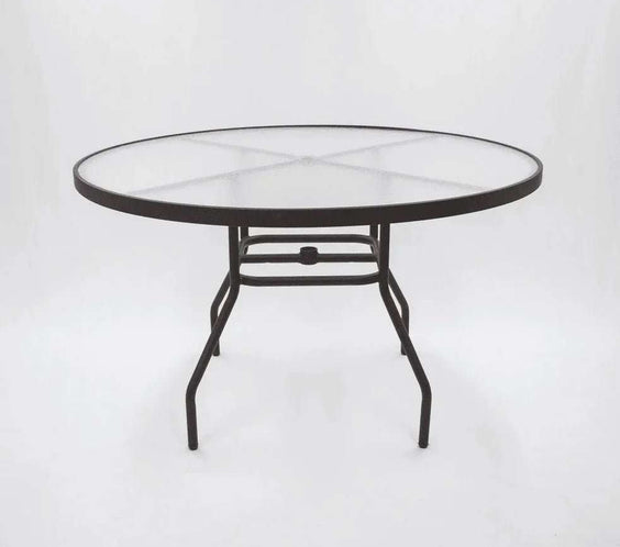 Beach Club 48in Round Acrylic Commercial Pool Patio Table – Round Aluminum Tubing - Outdoorsiness