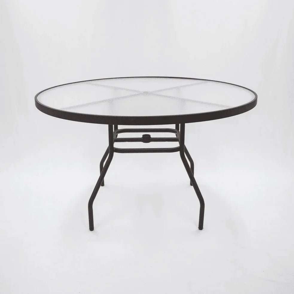 Beach Club 48in Round Acrylic Commercial Pool Patio Table – Round Aluminum Tubing - Outdoorsiness