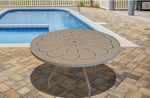 Beach Club 48in Round Aluminum Commercial Pool Patio Table – Punched Top, Rectangular Legs - Outdoorsiness