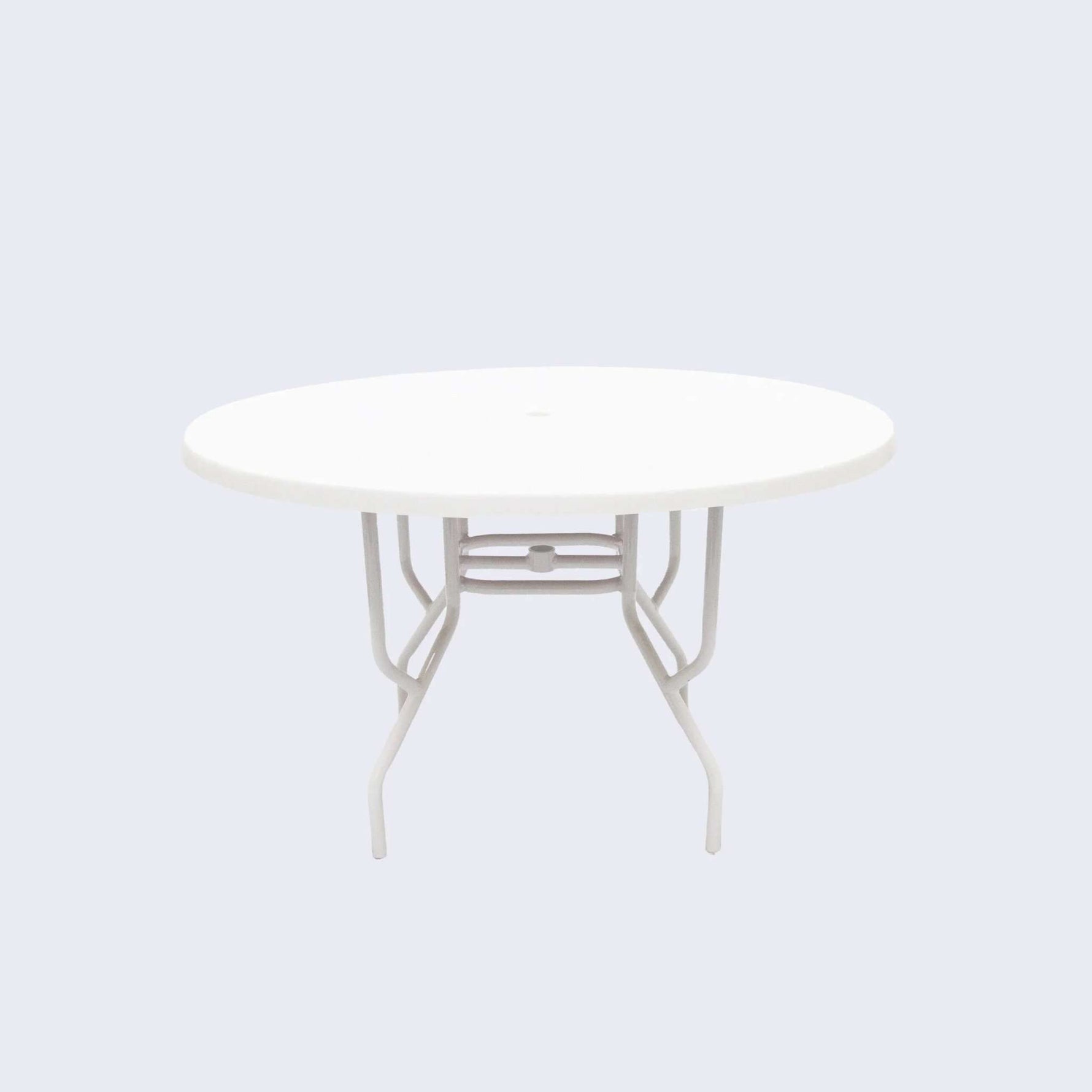 Beach Club 48in Round Fiberglass Commercial Pool Patio Table – Round Aluminum Tubing - Outdoorsiness