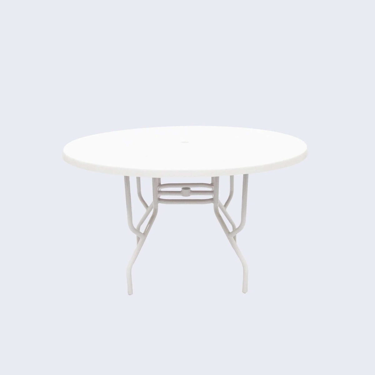 Beach Club 48in Round Fiberglass Commercial Pool Patio Table – Round Aluminum Tubing - Outdoorsiness