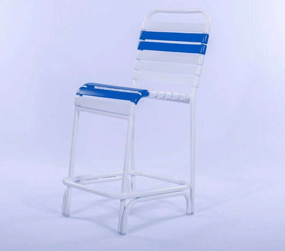 Beach Club Vinyl Strap Commercial Pool Bar Stool – Aluminum Frame, Stackable - Outdoorsiness