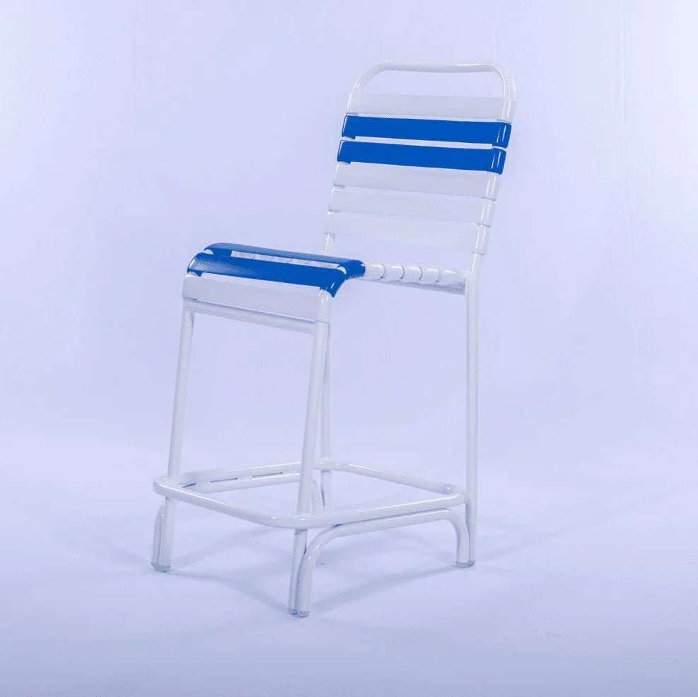 Beach Club Vinyl Strap Commercial Pool Bar Stool – Aluminum Frame, Stackable - Outdoorsiness