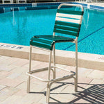Beach Club Vinyl Strap Commercial Pool Bar Stool – Aluminum Frame, Stackable - Outdoorsiness