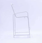 Beach Club Vinyl Strap Commercial Pool Bar Stool with Arms – Aluminum Frame - Outdoorsiness