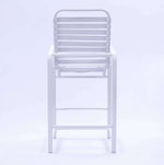 Beach Club Vinyl Strap Commercial Pool Bar Stool with Arms – Aluminum Frame - Outdoorsiness