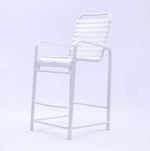 Beach Club Vinyl Strap Commercial Pool Bar Stool with Arms – Aluminum Frame - Outdoorsiness