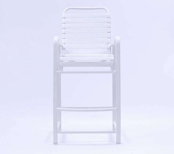 Beach Club Vinyl Strap Commercial Pool Bar Stool with Arms – Aluminum Frame - Outdoorsiness
