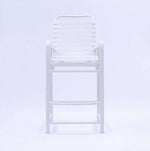 Beach Club Vinyl Strap Commercial Pool Bar Stool with Arms – Aluminum Frame - Outdoorsiness