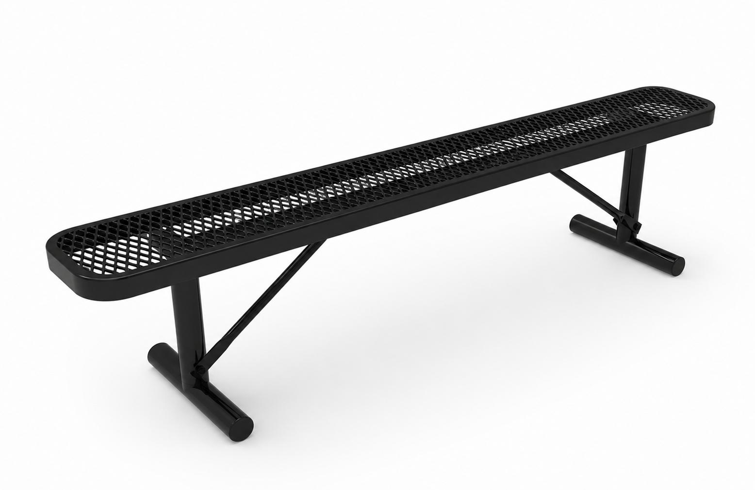 Commercial 6ft Expanded Metal Park Bench Without Back – Thermoplastic Coated, Quick Ship