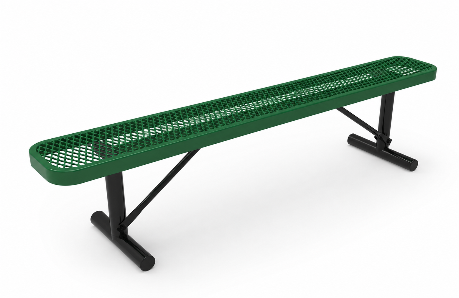 Commercial 6ft Expanded Metal Park Bench Without Back – Thermoplastic Coated, Quick Ship
