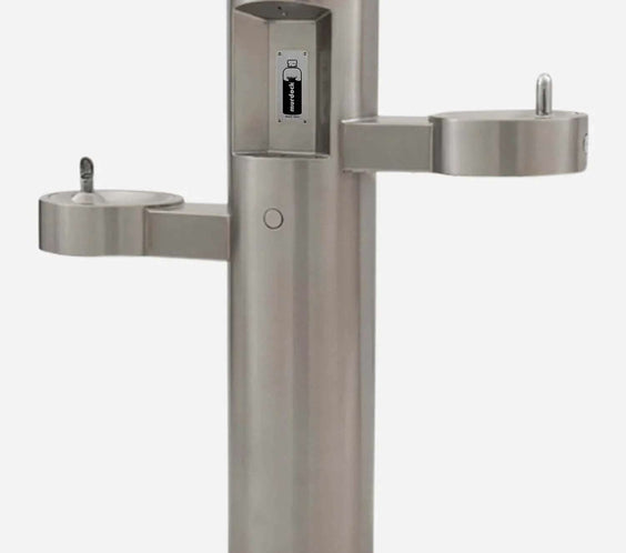 Bi-Level Pedestal Outdoor Drinking Fountain with Bottle Filler - Outdoorsiness