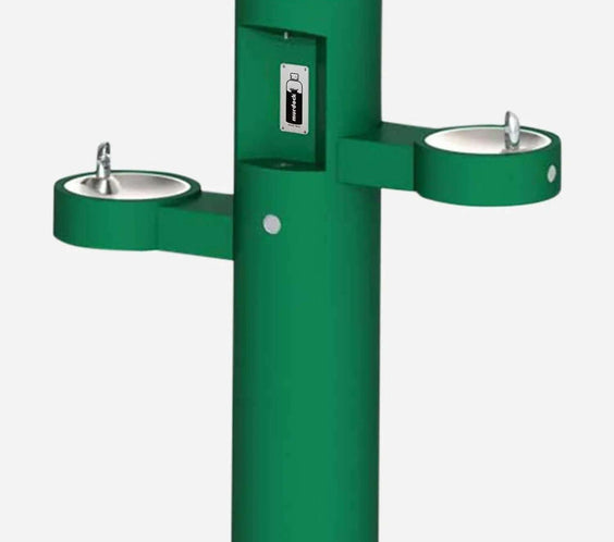 Bi-Level Pedestal Outdoor Drinking Fountain with Bottle Filler - Outdoorsiness