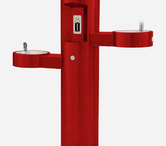 Bi-Level Pedestal Outdoor Drinking Fountain with Bottle Filler - Outdoorsiness