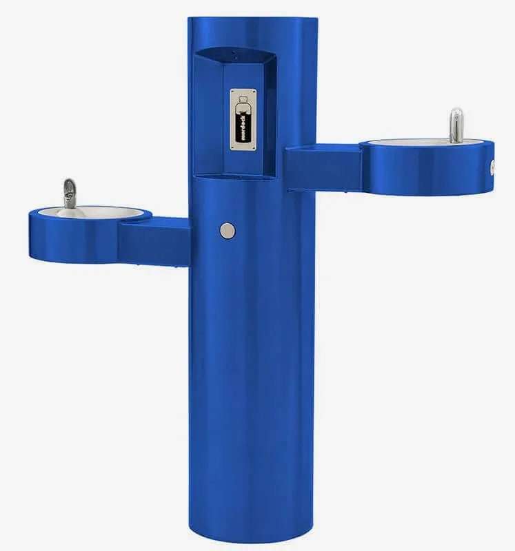 Bi-Level Pedestal Outdoor Drinking Fountain with Bottle Filler - Outdoorsiness