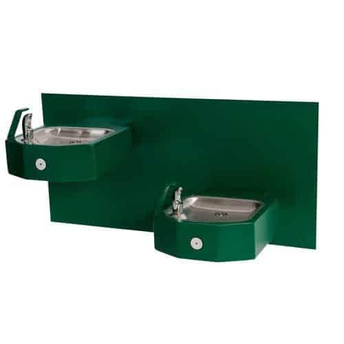 Bi-Level Square Stainless Steel Wall Mounted Drinking Fountain - Outdoorsiness