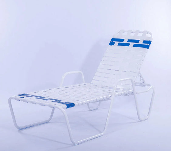 Vinyl Basket Weave Commercial Pool Chaise Lounge - 14 in Height with Arm Rests