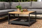 Capri 4 Piece Commercial Deep Seating Patio Sectional Set- Aluminum with Teak Accents - Outdoorsiness