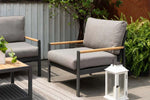 Capri 4 Piece Commercial Deep Seating Patio Sectional Set- Aluminum with Teak Accents - Outdoorsiness