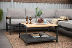 Capri Commercial Coffee Table - Aluminum with Teak Top - Outdoorsiness