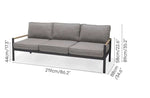 Capri Commercial Cushioned Patio Sofa - Aluminum with Teak Arms - Outdoorsiness
