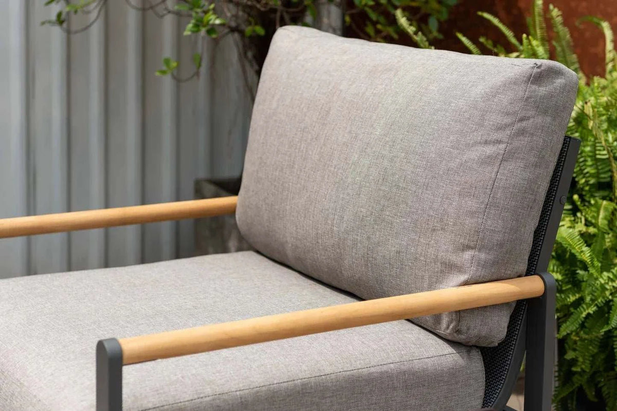 Capri Commercial Patio Cushioned Lounge Chair - Aluminum with Teak Accents - Outdoorsiness