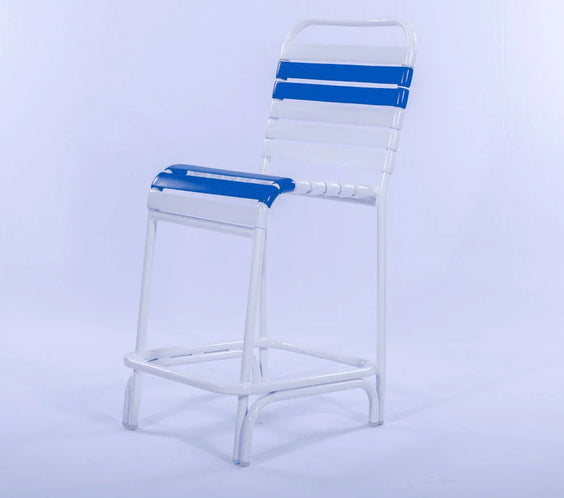Beach Club Vinyl Strap Commercial Pool Bar Stool – Aluminum Frame, Stackable