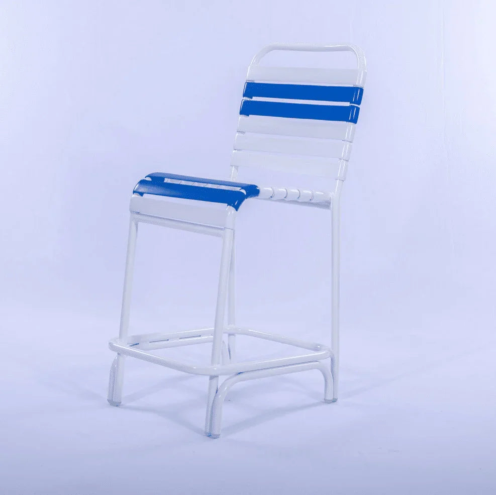 Beach Club Vinyl Strap Commercial Pool Bar Stool – Aluminum Frame, Stackable