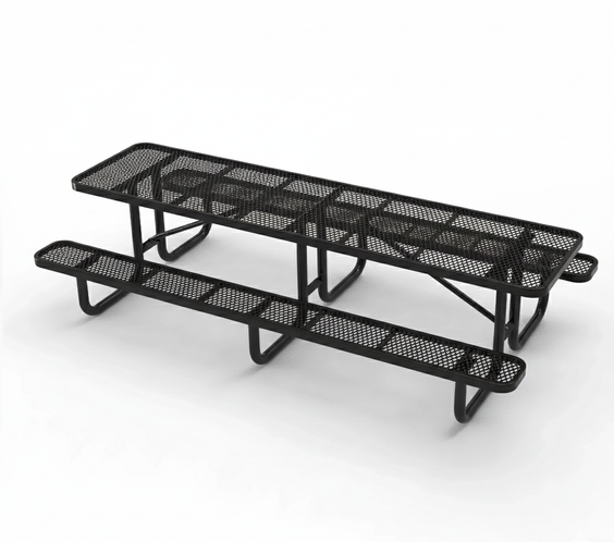 Outdoorsiness Quick Ship Commercial 10ft Rectangular Picnic Table – Thermoplastic Expanded Metal, UL Certified