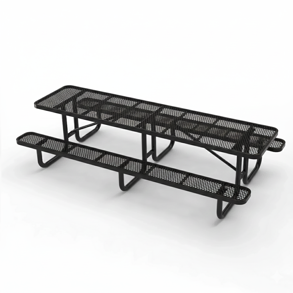 Outdoorsiness Quick Ship Commercial 10ft Rectangular Picnic Table – Thermoplastic Expanded Metal, UL Certified
