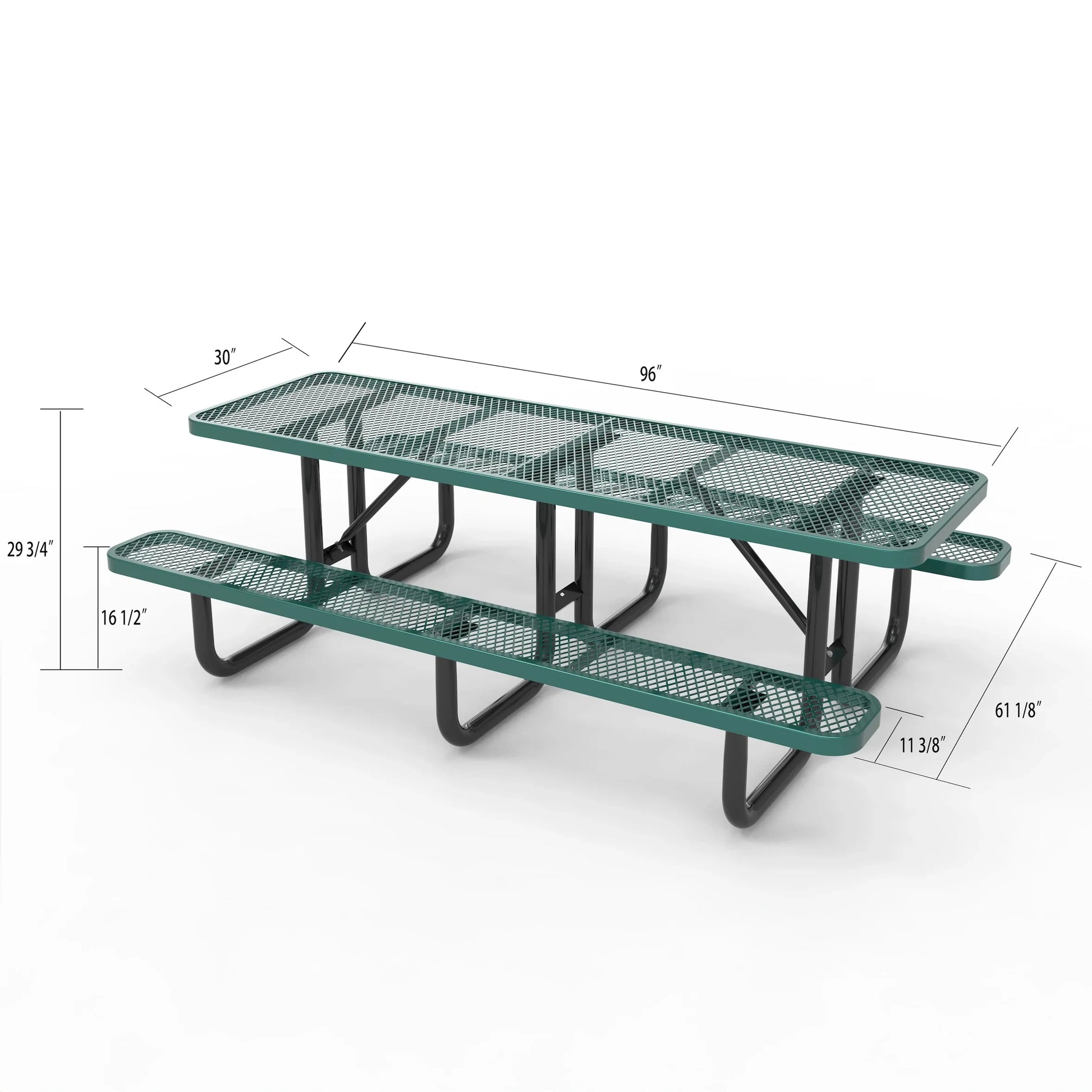 Outdoorsiness Quick Ship 8ft Knock-Down Rectangular Expanded Metal Picnic Table - Split Top, Thermoplastic Coated, Commercial Grade