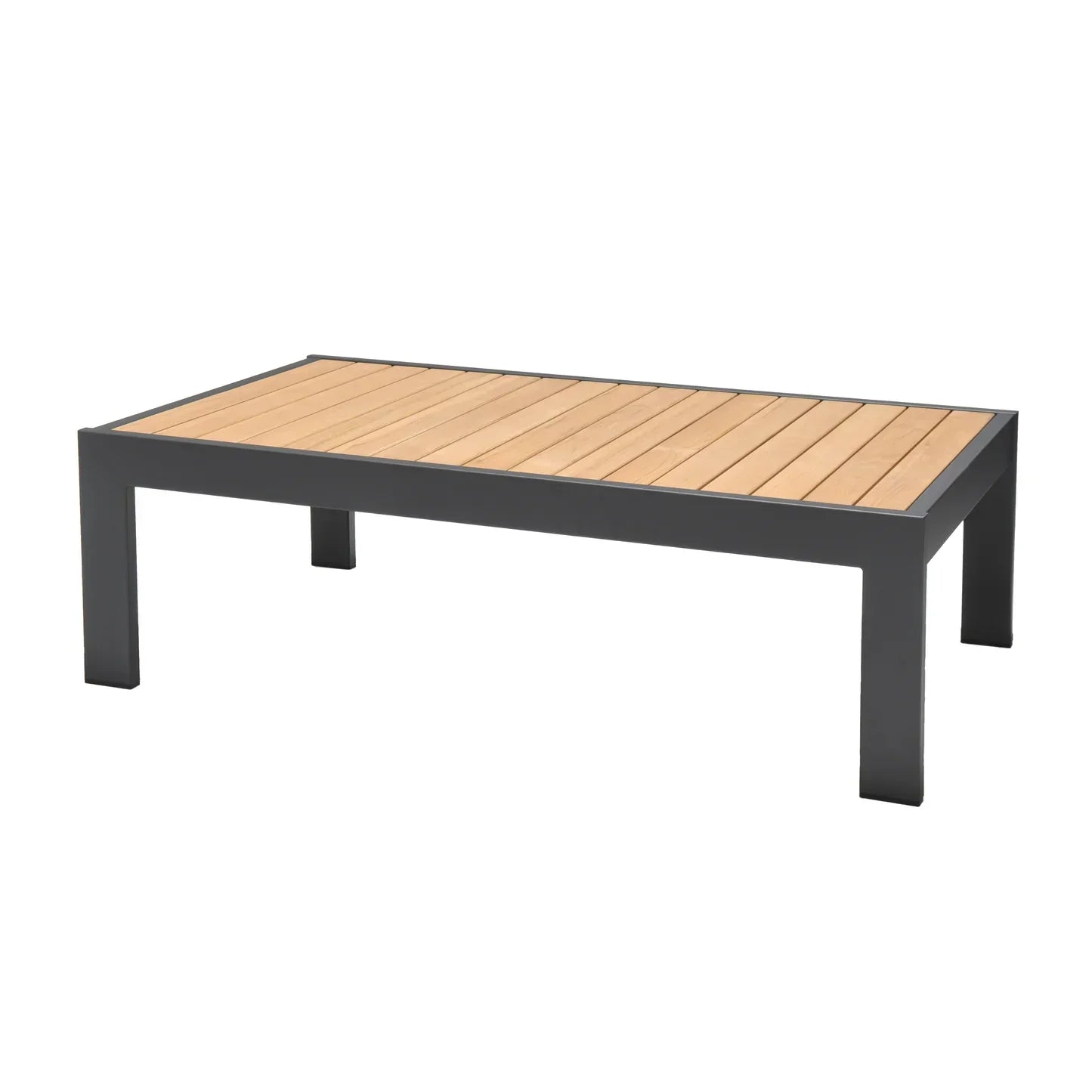 Oceanic Commercial Coffee Table - Aluminum with Teak