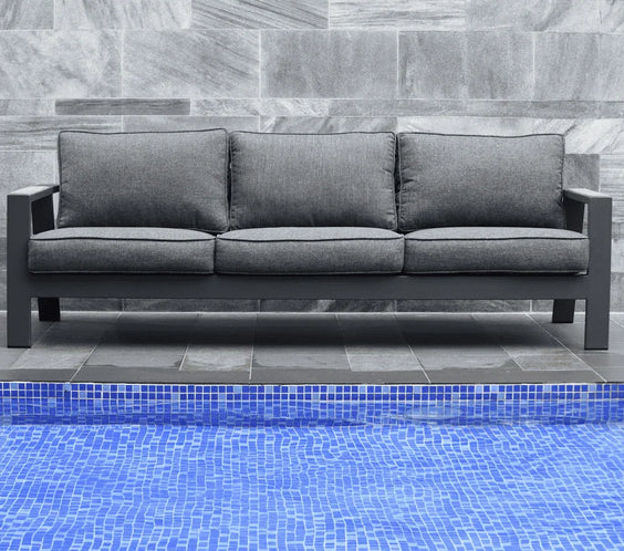 Oceanic Commercial Deep Seating Patio Sofa- Aluminum with Teak Accents