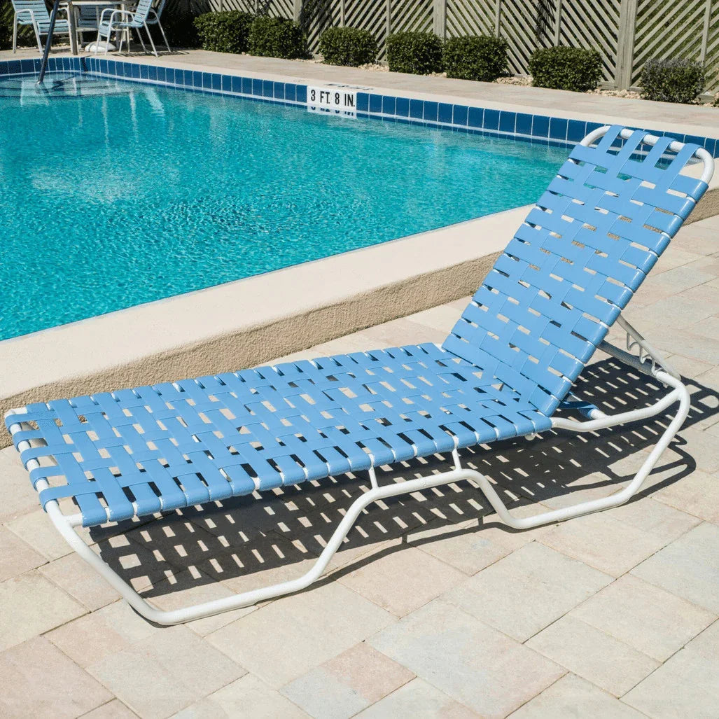 Vinyl Cross Weave Commercial Pool Chaise Lounge - 12 in Height