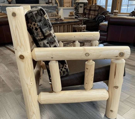 Cedar Log Indoor/Covered Patio Chair – 5 Finish Options – Cushions Included - Outdoorsiness