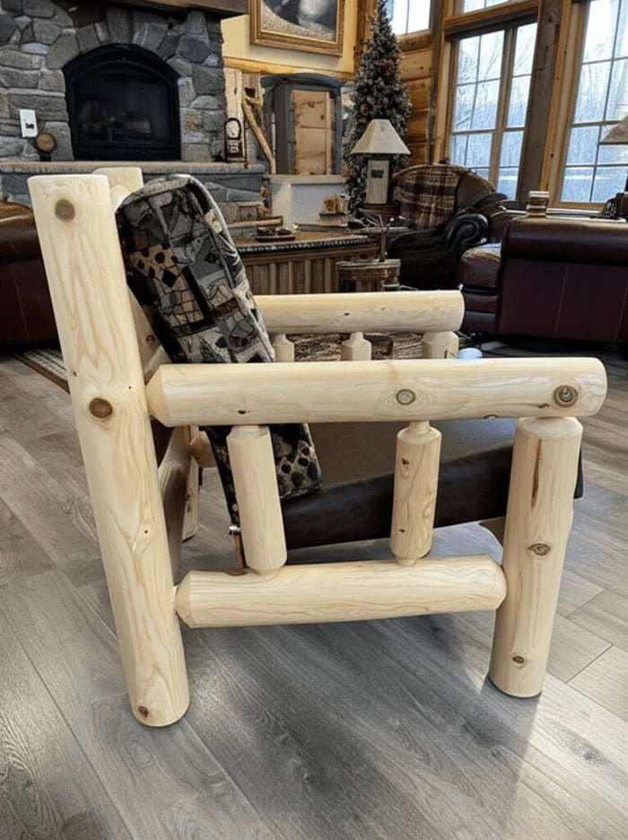 Cedar Log Indoor/Covered Patio Chair – 5 Finish Options – Cushions Included - Outdoorsiness