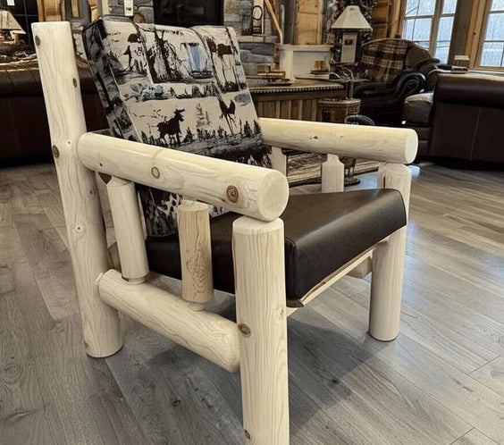Cedar Log Indoor/Covered Patio Chair – 5 Finish Options – Cushions Included - Outdoorsiness