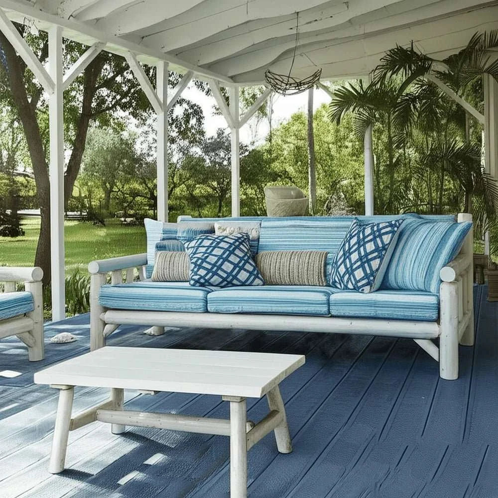 Cedar Log Indoor/Covered Patio Sofa – 5 Finish Options – Cushions Included - Outdoorsiness