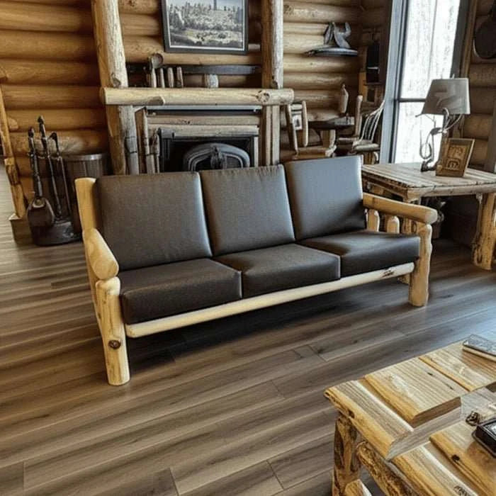 Cedar Log Indoor/Covered Patio Sofa – 5 Finish Options – Cushions Included - Outdoorsiness