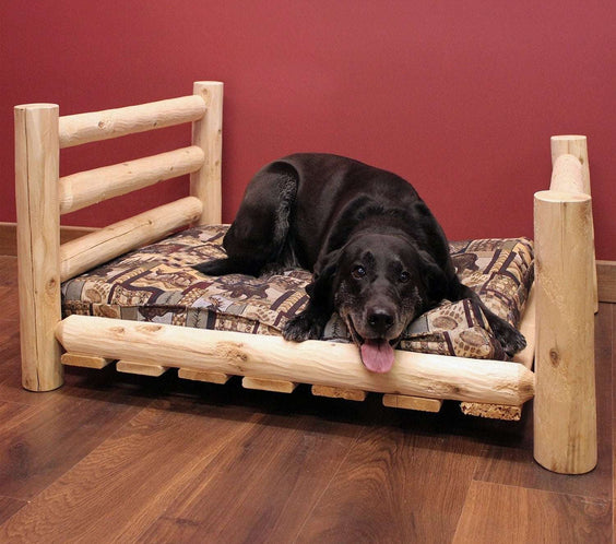 Cedar Log Medium Pet Bed – 24×36" – 5 Finish Options – USA Made - Outdoorsiness